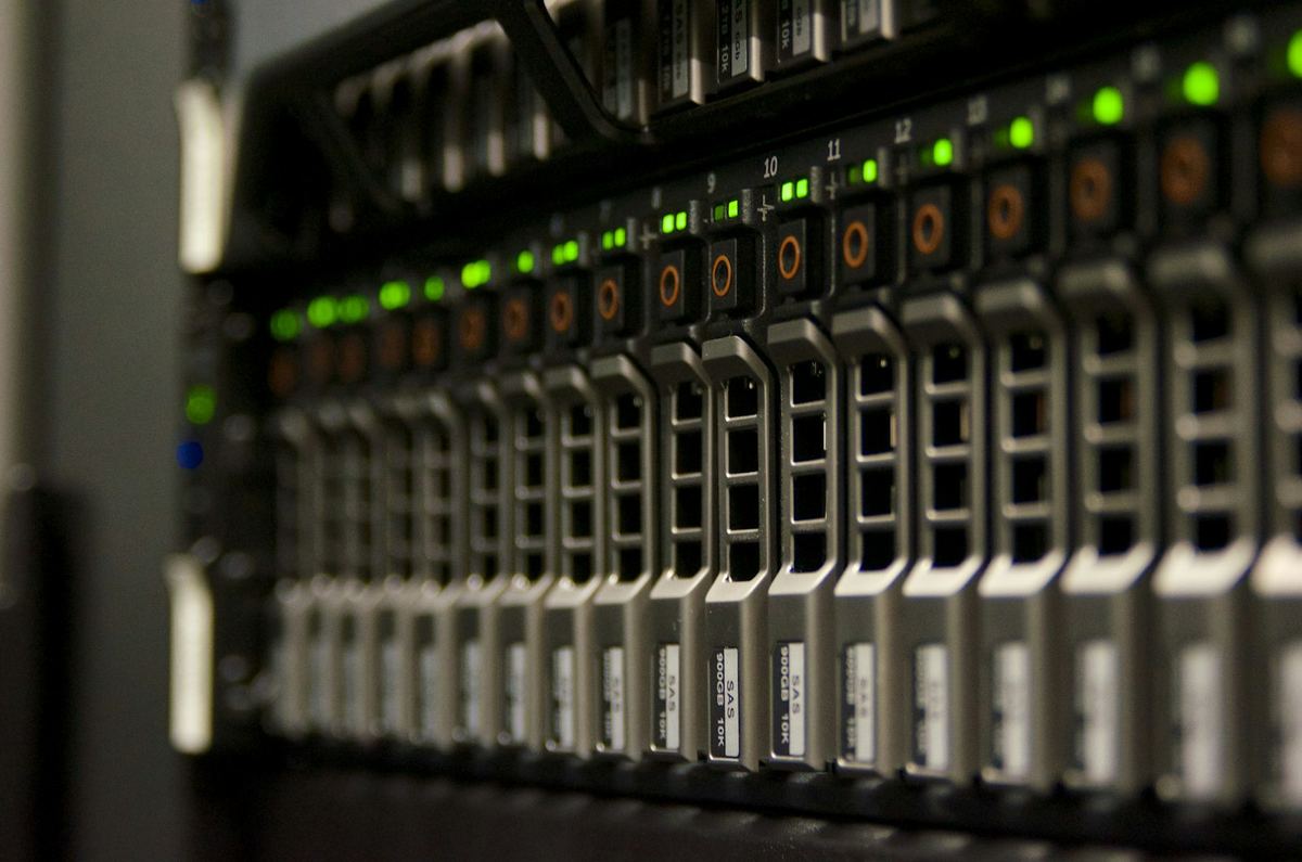 Server rack with status lights