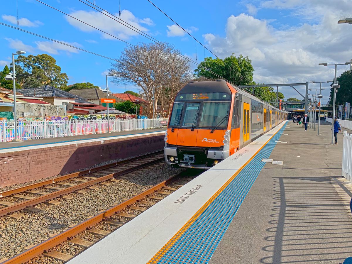 Sydney passenger train at a station